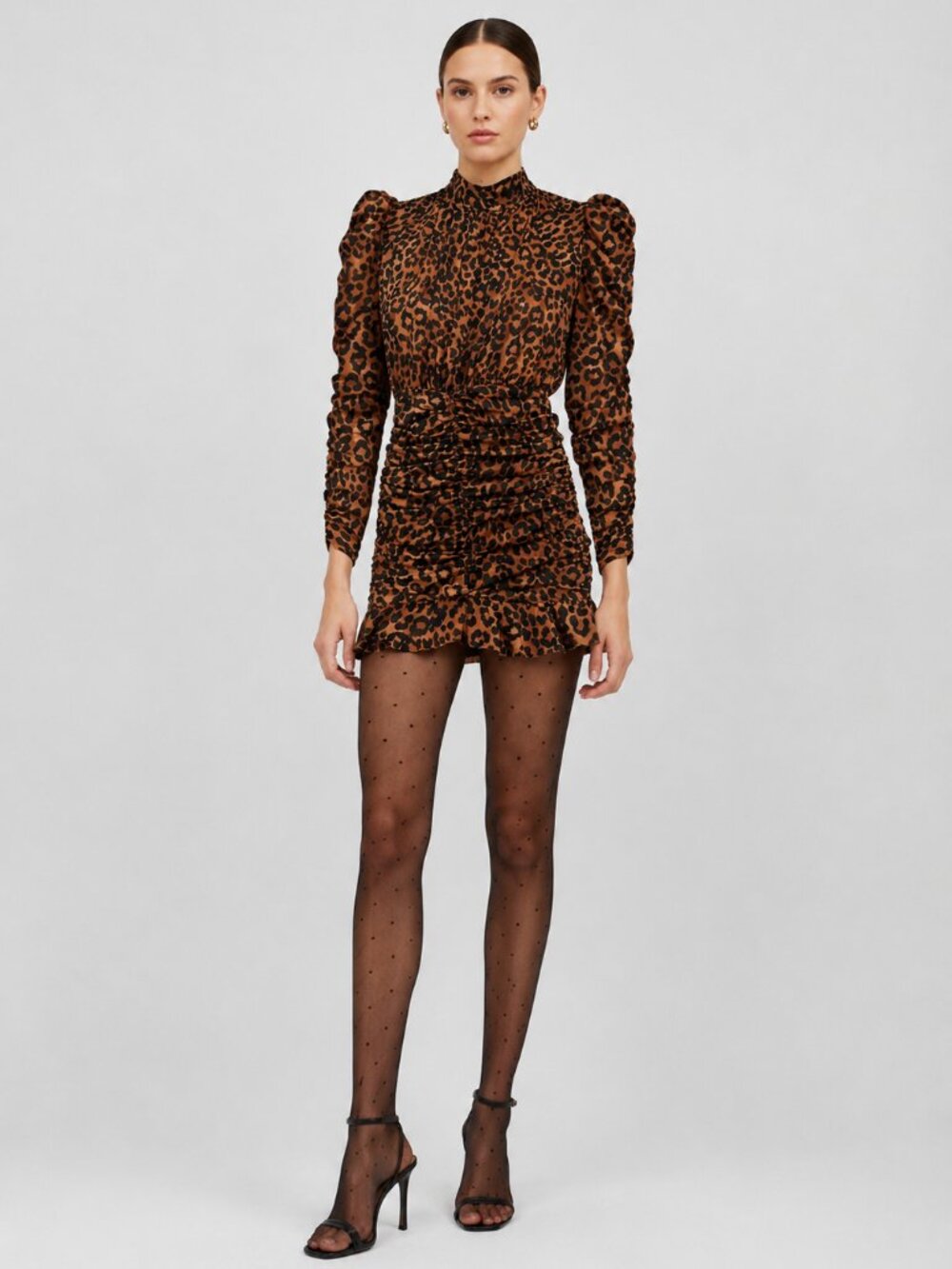 Generation Love Livia Ruffled Mini Dress Speckled Leopard Print XS-MSRP $315